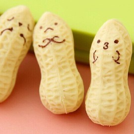 Ogquaton 4Pcs Cute Kawaii Vivid Peanut Rubber Erasers Cartoon Creative School Stationery Supplies - Beige Practical and Popular