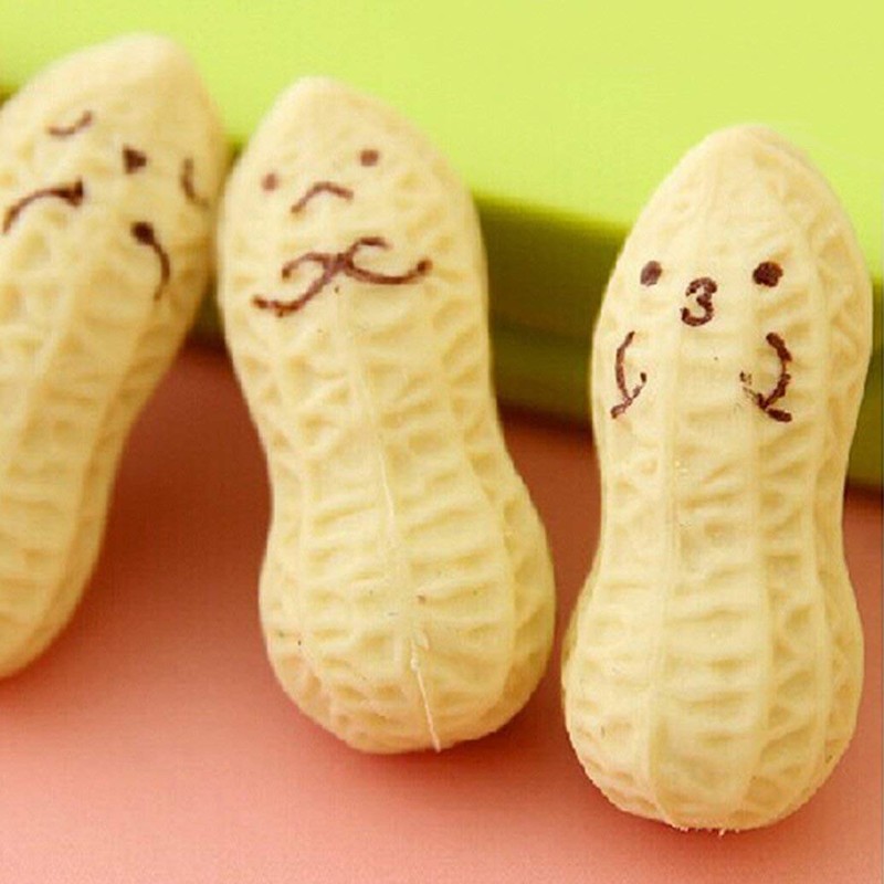 Ogquaton 4Pcs Cute Kawaii Vivid Peanut Rubber Erasers Cartoon Creative