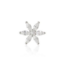 Thomas Sabo Single Stud Earrings Flower 925 Sterling Silver H2196, Sterling Silver, Cubic Zirconia