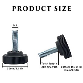 ZEACCT 4-Piece Adjustable Furniture Legs, M8 Thread, Black, Round Base, Suitable for Tables, Chairs, Cabinets, Washing Machines