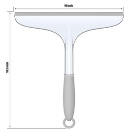 Multi-Purpose Squeegee for Window, Glass, Shower Door, Car, Heavy Duty Window Scrubber, Suction Hook Included, 10 inch(White & Gray)
