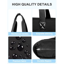 Bolsa Tote Mujer, VASCHY Bolsas de Mujer Tote Bag Bolsa de Laptop para Trabajo/Profesores/Viajes, Negro