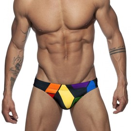 Ouruikia Traje de baño sexy para hombre, de talle bajo, con almohadilla extraíble, Negro -, Medium