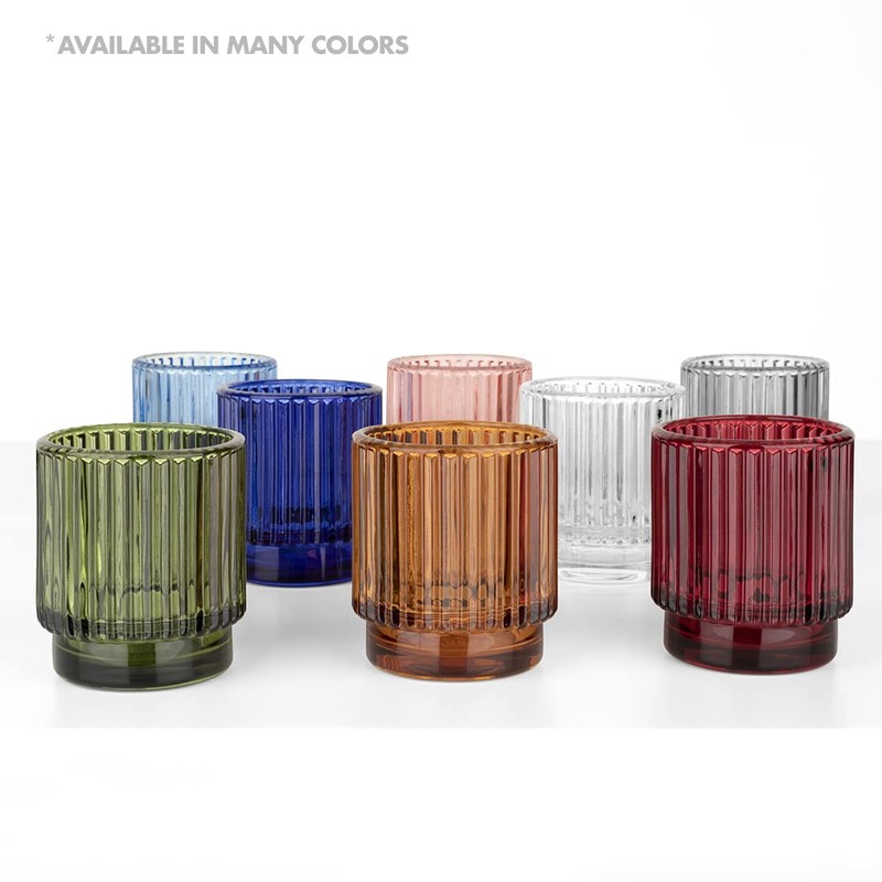 Koyal Wholesale 6Pcs Ribbed Clear Glass Votive Candle Holders Clear
