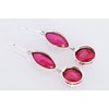 Natural Ruby Gemstone Marquise and Round Drop Dangling Earrings Valentine's