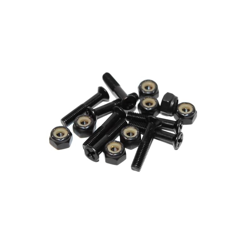 Standard Phillips Head Raven Black Skateboard Hardware Set - 1"