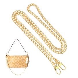 OBYJCA 120 Cm Bag Chain, Gold Bag Chain, Gold Bag Chain Strap, Gold Chain Bag Strap, Shoulder Bag with Adjustable Metal Buckles for Purse Bag Chain Strap Replacement, DIY Handbags Crossbody Bag