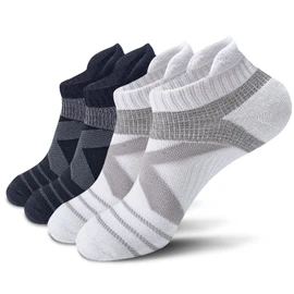 KC-TAHO Calcetines de compresión al tobillo, 4 pares para hombres y mujeres, 16-23 mmHg, con soporte acolchado de algodón para tendinitis de Aquiles, BLACK*2+WHITE*2, Large