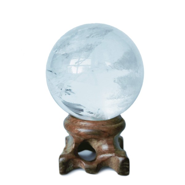 Polar Jade 45mm Crystal Ball with Stand for Healing, Meditation, Scrying, Feng Shui, Handmade