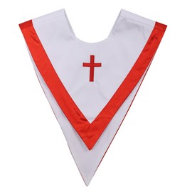 BLESSUME Unisex Church V Shape Choir Stole Collar with Cross, White 3, One Size