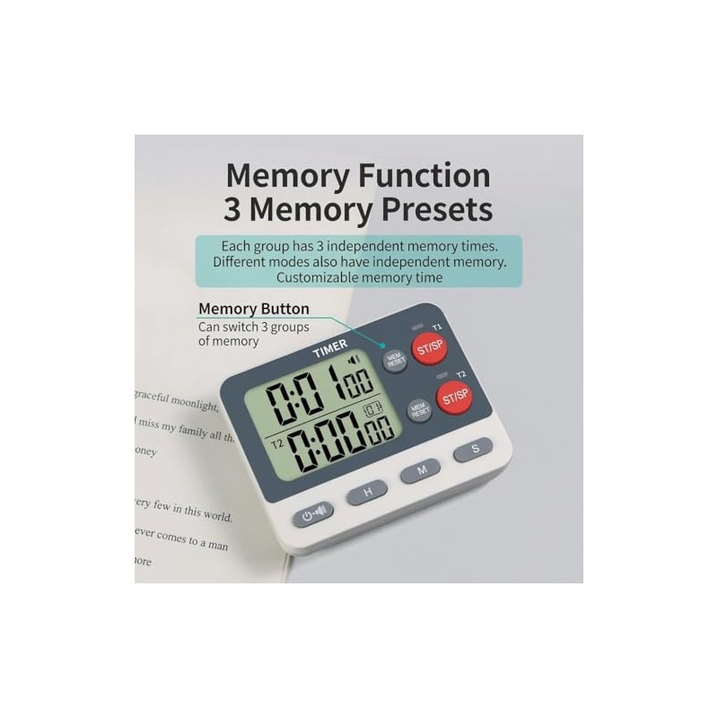 Digital Dual Kitchen Timer, 2 Channels Count UP/Down Kitchen Timer