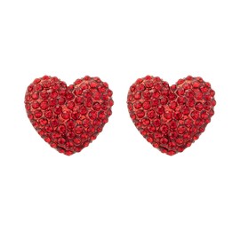 Valentines Day Earrings, Valentines Day Gifts for Her, Girlfriend, Wife, Big Red Heart Stud Earrings for Women, Sparkling Rhinestone Earrings, E03A