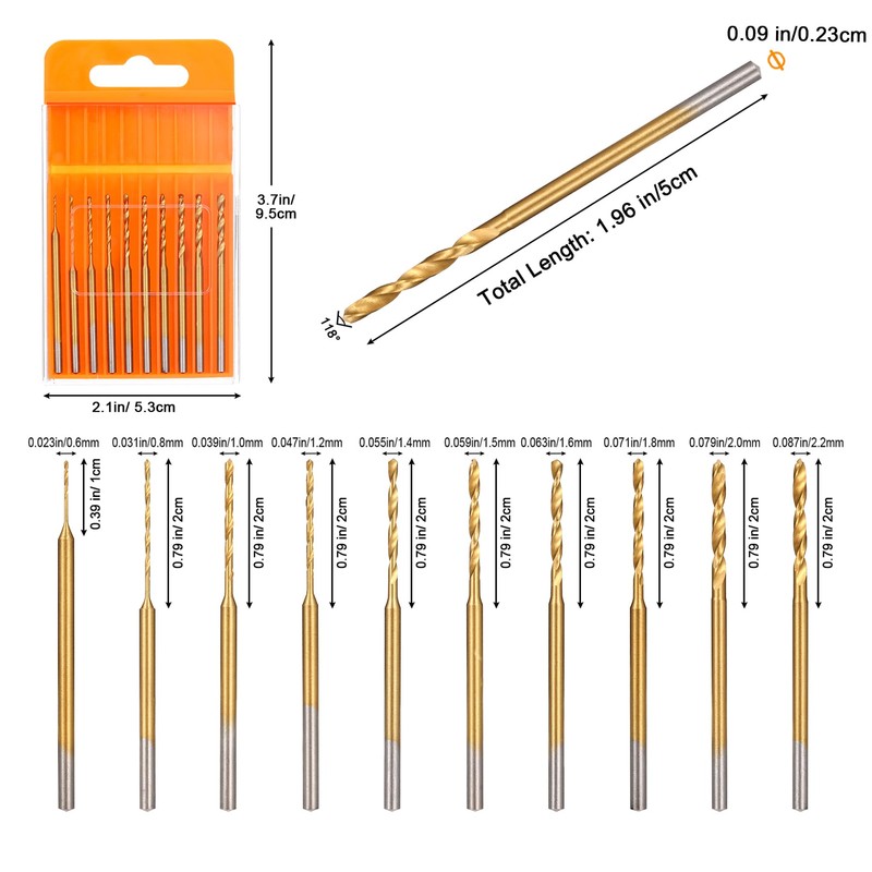 Uolor Mini Twist Drill Bit Set, 10Pcs Micro Engraving Drill