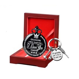 Udaney to My Grandpa Pocket Watch for Grandpa Grandpa Pocket Watch and Keychain Set Birthday/Christmas Gifts to Grandpa, Engraved Pocket Watch with Box for Grandfather