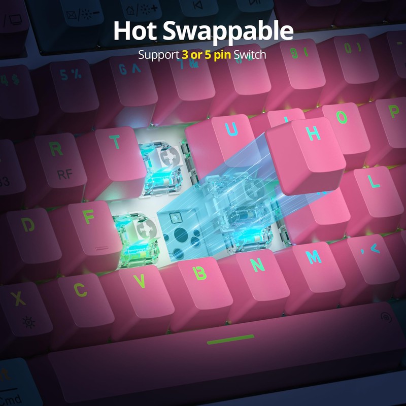 iTastatur 82 Keys Wireless Gaming Keyboard 75 Percent,Triple Mode Bluetooth/2.4Ghz/USB