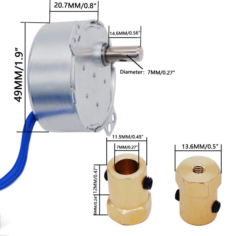 Twidec/Synchronous Turntable Motor Electric Motor 5-6RPM/MIN 50/60Hz 4W CCW/CW AC100~127V