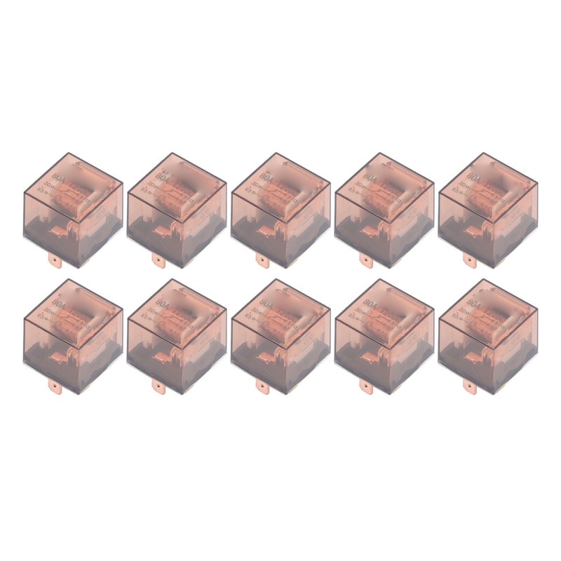 10 Pcs Waterproof Automotive Relay 80A 5 Pin SPDT Universal