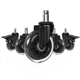 Hirate 3" Chair Casters Heavy Duty Lockable Swivel Caster Replacement Universal Stem 7/16" x 7/8" for Home Office Gaming Chairs ( Pack of 5, 2 with Dual Brake & 3 without)