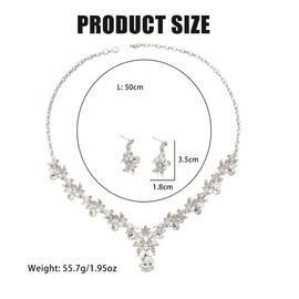 FDEETY Jewellery Sets Women's Rhinestone Necklace Earrings Sets Alloy Rhinestone Jewellery Set Prom Costume Jewellery Set Bridal Wedding Party, Alloy Steel
