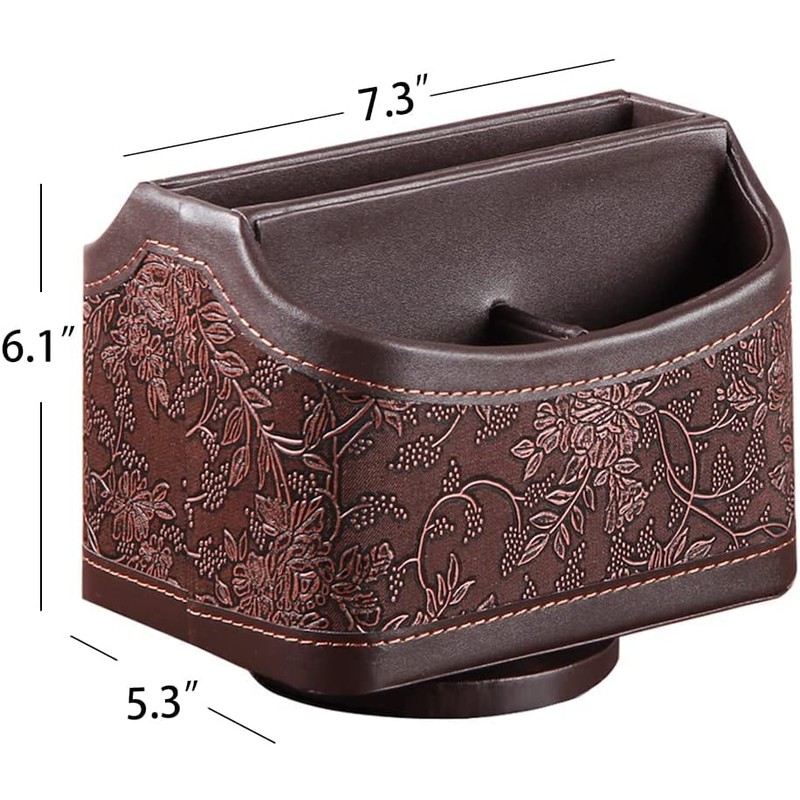 Arniche PU Leather Remote Control Organizer with 360° Spinning Design,Desk