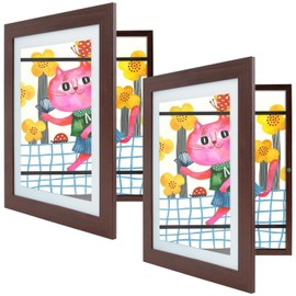 Golden State Art, 10x12.5 Kids Art Frames, Front-Opening Picture Frame Great for Kids Drawings, Artworks, Children Art Projects, Schoolwork, Home or Office (Walnut Set of 2)