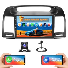 [2+64G] Hikity Android 15 Car Stereo for Toyota Camry 2000 2001 2002 2003 with Wireless Carplay Android Auto, 9" Touchscreen Car Radio Mirror Link GPS WiFi Bluetooth SWC Backup Cam FM Mic