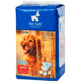 Pet Soft Disposable Dog Nappies for Female Dogs, Pack of 12, Highly Absorbent Cats Dog Nappies for Female Dogs, Incontinence, Heat, Urinary Tract (L, 12)