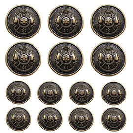 ByaHoGa MB20170 Pack of 14 Bronze Coloured Plastic Buttons 20 mm 15 mm Metal Buttons for Suits Jackets Coats Uniform