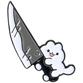 Jowxsx White Cute Cartoon Cat Enamel Lapel Pin Funny Cat Badge Brooch Pins for Clothes Backpacks Hats Handbags Cute Design Metal No Gemstone Brass, Brass