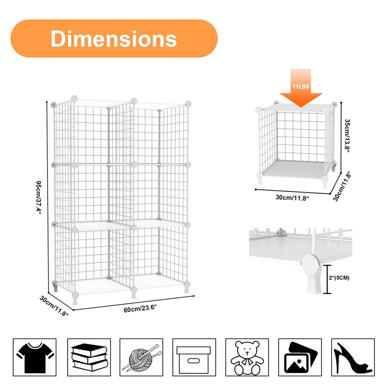 AWTATOS 6 Cube Storage Wire Closet Organizers DIY Stackable Storage