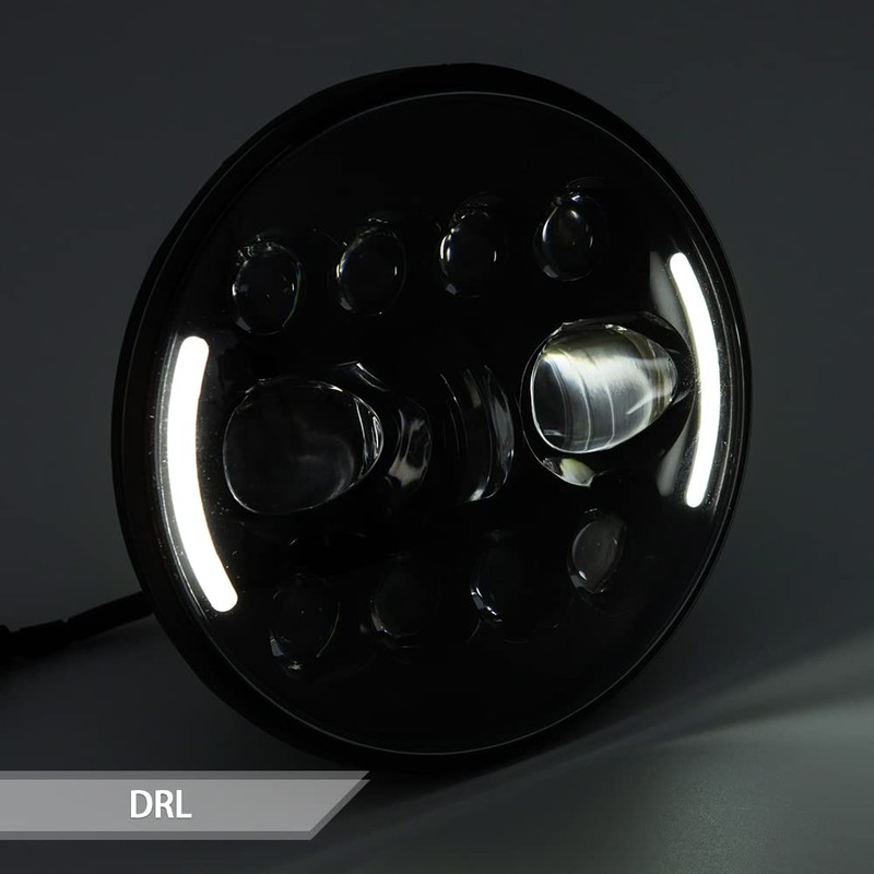 APEBAZY Motorcycle headlight, universal motorcycle LED headlight, angel eye, motorcycle