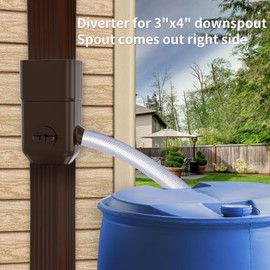 Prestantious Downspout Diverter, Rainwater Diverter with Adjustable Switch Valve, Rainwater Collection System Fits for 3”x 4”Oversize Downspout and 2”x3” Standard Downspout, Brown