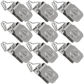 ANDUSTRIAL - Small Durable Clips/Clamps for Displaying Rugs, Shawls, Leather Hides, Quilts, Mats - Hangs On 3/8"- 5/8" Round Arm Racks - J Channel Hook Alligator Rug Clips - Silver, 10 Clips