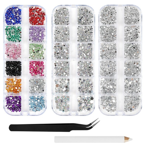 AUYAO Nail Art Rhinestones 4200 PCS Nail Art Gems, Nail