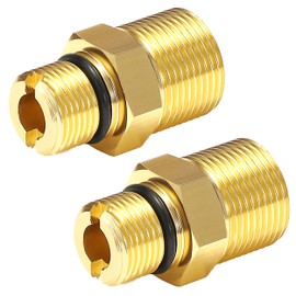 EZALOR Water Outlet Fitting for Gas Powered Pressure Washer Pumps, M22 Male to 3/8" Male Adapter, Replacement for Simpson Cleaning 7106686, Gold, 2 Pack