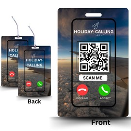 Generic 2 Smart Luggage Tags with Email Alert and Customizable Trip Details. Privacy Protected, Suitable for Every Type of Luggage Bags. (Holiday Calling)