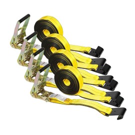Mytee Products (4 Pack) 2 inch x 27' Heavy Duty Tie-Down Ratchet Straps w/Flat Hook - 10,000 lbs Breaking Strength - Wide Handle Flat Hook Ratchet Straps for Cargo, Flatbed Trailers, Pickup Trucks