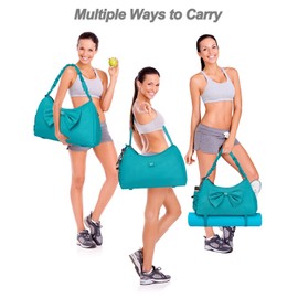 Gym Bag Womens with Shoes Compartment Large Yoga Mat Bag with Wet Compartment and Bottle Pocket Weekend Overnight Tote Bag with Adjustable Shoulder Strap, Green