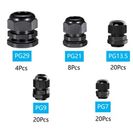 MTDELE 72Pcs Waterproof Cable Pass Through Wire Grommet Cable Gland Kit PG7 PG9 PG13.5 PG21 PG29 with Gaskets Compatible with for IP68 Strain Relief Cord Connector