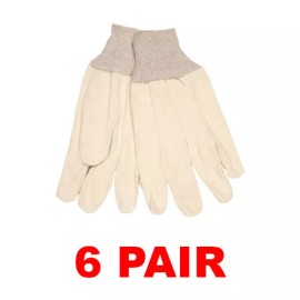 MCR Safety (LARGE) Cotton Canvas 8oz Knit Wrist Gloves (6 PAIR)