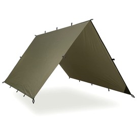 AQUAQUEST Safari Waterproof Camping Tarp - Lightweight Sun Shade or Rain Fly - Camping Essentials for Hiking, Backpacking & Hammock, 10 x 10 ft, Olive Drab