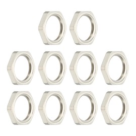 MECCANIXITY NPT Cast Pipe Fitting Hex Locknut, Nickel Plated Copper NPT1/4 Female Thread Lock Nut for Plumbing Fixed Pack of 10