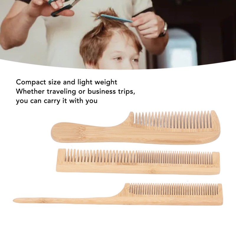 6pcs Bamboo Hair Comb Set for Barber Anti Static Heat
