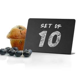 10 Pack Rustic Mini Chalkboard Signs - Easy To Write And Wipe Out - For Liquid Chalk Markers And Chalk - Small Plastic Message Board Signs - Table Numbers - Food Labels For Party - Small Chalkboard