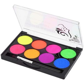 CENPEK 8 Color Professional Water-Based Glitter Face Paint Body Paint Kit with 1 Tasteless Brush for Party Performance