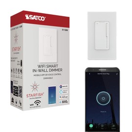 Satco Starfish S11268 WiFi Smart Wall Dimmer Light Switch for LED and Incandescent, Works with Siri, Alexa, Google Assistant, SmartThings, 450 Watt Max Load, 120 Volt