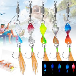 Truee 5 Piece Twist Trout Spoon Set UV-Active 3 g Trout Bait, Artificial Bait Spinner Fishing Set with Rolling Swivels, Trout Blinker Spoon with Bag, Twist Fishing Lure, Trout Bait