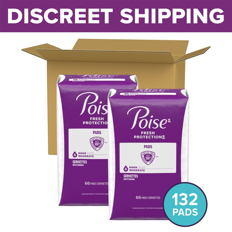 Poise Incontinence & Postpartum Pads for Bladder Leaks, 4 Drop