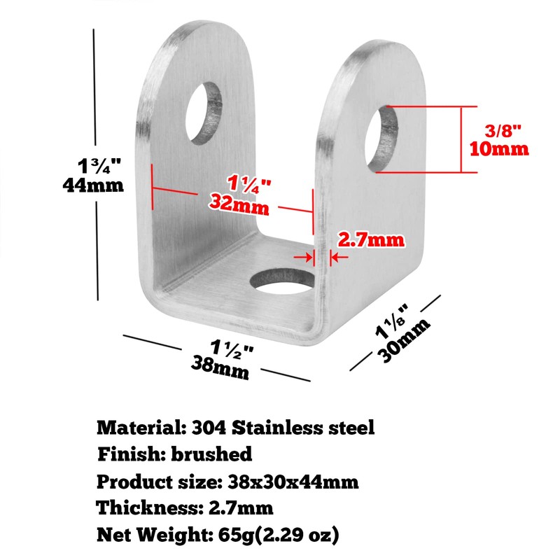 GBGS 10 Pcs U Bracket for 1-1/4" Panels,Bracket Stamped 304