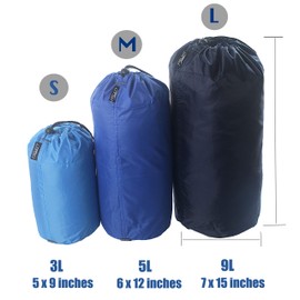 Frelaxy Stuff Sack Set 3-Pack (3L&5L&9L), Ultralight Ditty Bags with Dust Flap for Traveling Hiking Backpacking …